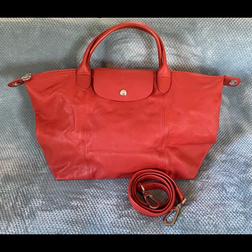 Longchamp Le Pliage Cuir Tote Crossbody Bag